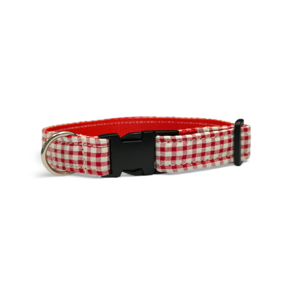 Collar estampado de tela y cuero